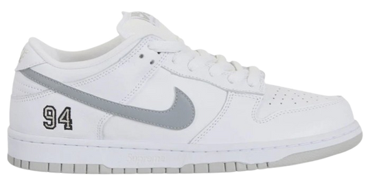 Nike SB Dunk Low Supreme 94 White Metallic Silver